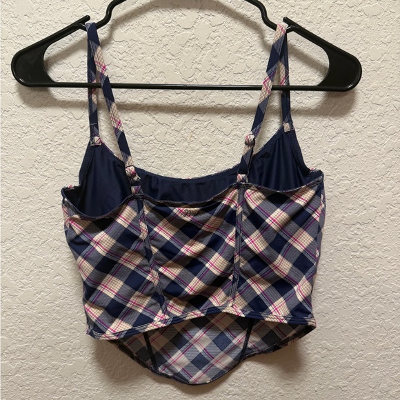 Victoria's Secret PINK | The Cinched Micro Corset Top Size XL Navy Plaid Print - Picture 5 of 5